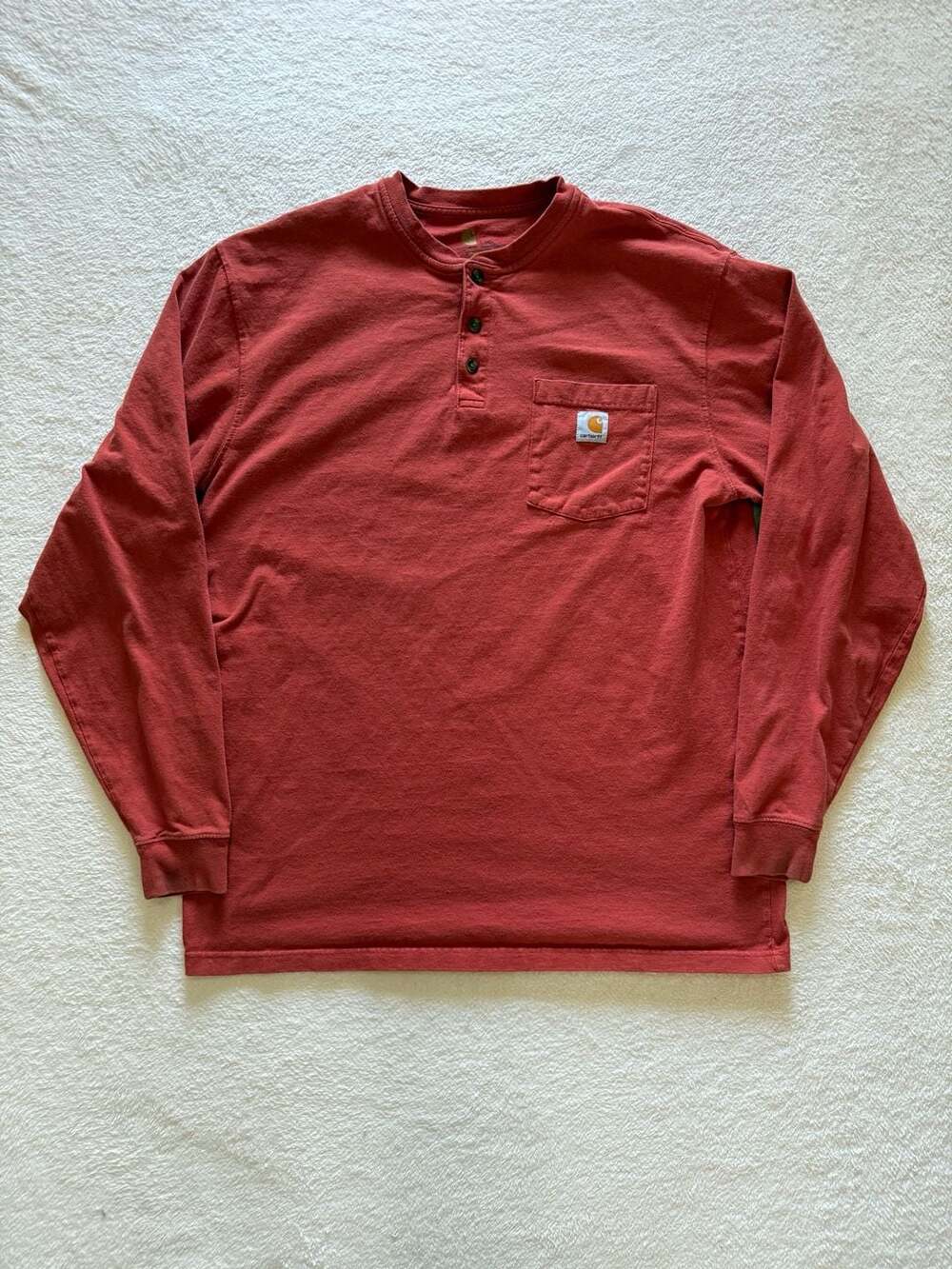 Carhartt Original Fit Long Sleeve Henley Pocket Shirt Large Tall Burnt Orange